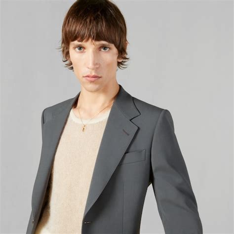 galeone gucci|Wool gabardine formal jacket in dark grey .